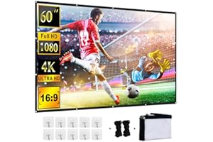 YiYunTE Pantalla para Proyector Plegable Portátil 60 Pulgadas, 16:9 4K HD Tela Proyectors Pantallas de Cine en Casa, Resistente al Agua Plegable Projector Screen para Camping Patio Exterior Interior