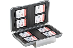 PROfezzion Wodoodporne Etui na Karty Pamięci Etui na Karty SD Małe Etui na 8 Kart SD SDHC SDXC +16 Kart Micro SD, Miękkie Gumowe Wnętrze Odporne na Wstrząsy, Szare