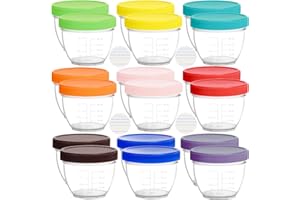 Youngever 18 Pack 60ml Baby Food Storage, Re-usable Baby Food Containers with Lids and Labels, 9 Assorted Colors