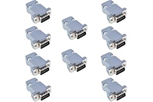 Oiyagai 10 Piezas de Conector DB9 Macho, Tipo de Soldadura, Adaptador D-Sub de 9 Pines con Capucha de Plástico para Puerto Serie
