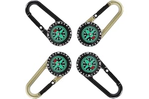 MELLYSTORE Bussola a Moschettone 4pcs Bussola Portatile in Metallo Moschettone Bussola Clip Bussola Tascabile Impermeabile Bussola Geologia Multifunzione per Campeggio Avventura Trekking(Nero e C)hampagne