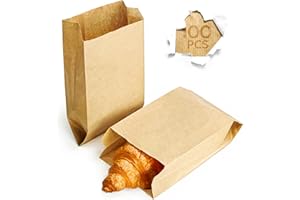 Majillux 100 Sacchetti di Carta Kraft 12 x 20 x 6 cm - Sacchettini Carta Piccoli per Alimenti, Buste di Carta Resistenti e Sacchetto Pane Riciclabile per Regali, Negozi, Eventi e Uso Quotidiano