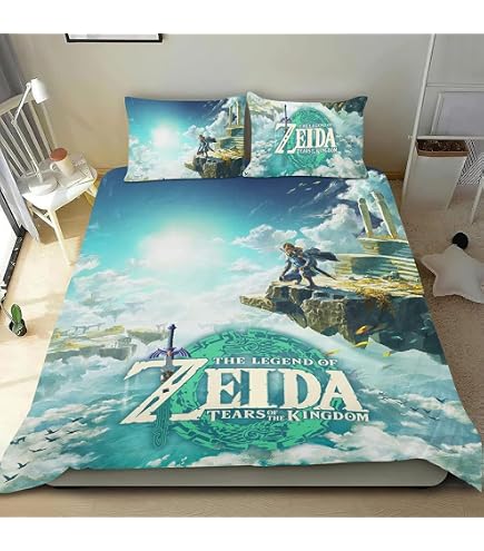 Biancheria Da Letto Legend Of Zelda – Copripiumino 135x200 Cm E Federa 80x80 Cm, 100% Cotone, Con Link E Rune