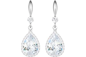 Linawe Pendientes colgantes para mujer, pendientes colgantes, joyas de oro, plata y oro rosa, pendientes colgantes de cristal con diamantes, joyería de moda para bodas