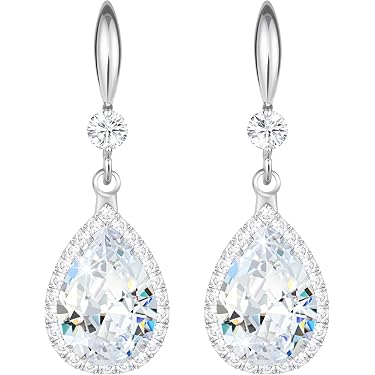 Orecchini Pendenti A Goccia Per Sposa Con Perla Simulata - Placcati Oro Giallo, Lunghi 5,7 Cm, Regalo Per Donna