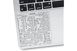 ‎SYNERLOGIC SYNERLOGIC Mac OS Keyboard Shortcuts Sticker | No-Residue Laminated Vinyl Cheatsheet MacBook Keyboard Sticker 83 x 83 mm (Clear/Black)