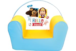 MASCHA UND DER BÄR Sillón Infantil Mascha y el Oso, guardería (sillón de Peluche para niños, Adecuado a Partir de los 18 Meses, Altura del Asiento: 13,5 cm, Profundidad del Asiento: 23 cm, Respaldo: 29 cm), Multicolor