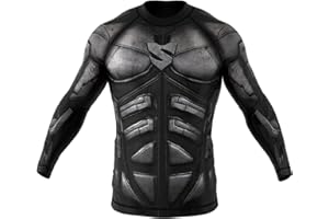 SMMASH Rashguard Uomo Manica Lunga Maglietta a Compressione MMA Krav Maga BJJ UFC Grappling Canotta Palestra Compression Shirt Maglia Traspirante Leggera Igienica