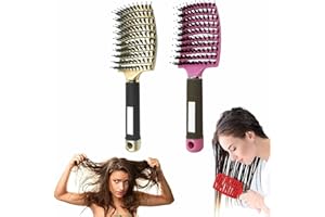 SENHE Voremy Ultra Detangler Magic Brush, Anti-Static Boar Bristle Hair Brush, Fast Blow Drying Hairstreaq Detangling Brush, Wet Or Dry Use For Men,Women, Kid Long,Thick,Thin,Curly, Tangled Hair (Golden)