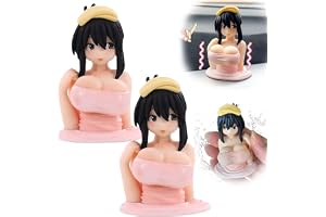Kanako bröstskakande ornament, skakar tjej bilinstrumentbrädedekorationer, tidvattenlek Q version docka bobbleheads, Kawaii sexig action figurin skönhet, bil center konsol skulptur modell (2 st)