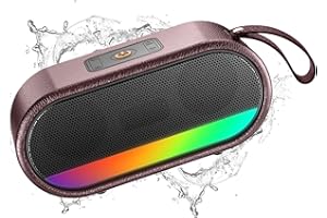 DYURWA Cassa Bluetooth Portatile Potente, Altoparlante Bluetooth 5.3 con Sonori Stereo HiFi Bassi, IPX6 Speaker Bluetooth con Luce LED, 10H di Autonomia, Chiamata Senza Mani per Esterno, Viaggi, bordeaux