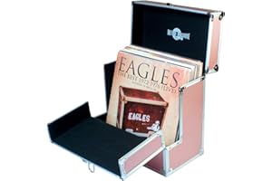 RETRO MUSIQUE Yellodoor Retro Music - Aluminium Storage Case with Folding Front Flap for 33 RPM Vinyl Records, Easy Access to Your Rose Gold Vinyl