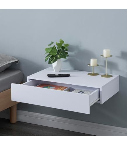 Lot De 2 étagères Murales Avec Tiroir - 60 X 23,5 X 10 Cm, MDF Et Métal Noir - Étagère Flottante Rangement Salon, Bureau