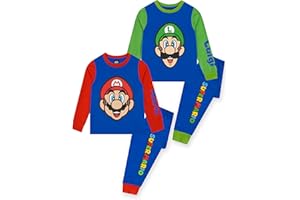 Super Mario Pijamas para Niño, Pack De 2, Pijamas Infantiles Gamers, Conjuntos Pijama De Mario para Niños