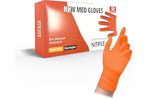 general merchandising Gants en nitrile couleur orange diamantés sans poussière, hypoallergéniques, certifiés CE | Gants pour mécaniques, aliments, tatoueurs, couleur orange (L)