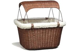 Petsafe Solvit Fahrradkorb aus Weidengeflecht für Hunde und Katzen, stilvolles wetterbeständiges Weidenmaterial, abnehmbarer Sonnenschutz, am besten für Haustiere bis zu 5,9 kg