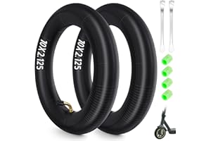 Ainiv Cámaras de Aire Reforzada 10 Pulgadas, 2PCS Neumáticos Interiores, 10x2.125, con 2 x Palo de Neumático y 4 Tapas de Puerta de Fosgeno, Válvula de 90° para Scooter Eléctrico, Cochecito Bebé