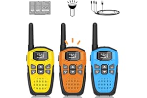 Talkie Walkie Jouet Enfants Longue PortéE, NXGKET Takie-Walkie Rechargeable USB Type C Lot de 3 Walkie Talkies Jouet Fille 3 Ans, 16 Canaux Radio Lampe De Poche pour Aventures ExtéRieures