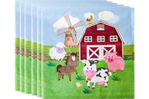 ‎DAZZJOY DazzJoy 20 Stück Servietten Bauernhof Geburtstag Deko, Tiere Servietten Geburtstag Kinder 33x33cm, Serviette Bauernhof Kindergeburtstag, Safari Dschungel Papierservietten für Babyparty, Karneval Party