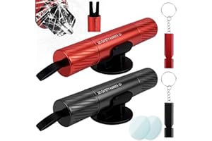 Kuvarix 2 Pièces Marteau de Sécurité pour Voiture, 2 en 1 Brise Vitre Coupe Ceinture, Marteau Brise Vitre Voiture, Coupe Ceinture Brise Vitr avec Socle pour Voiture Bus Outil d'Évasion d'urgence