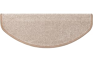 Casa PuraStair Mats Indoor 1 Piece Self-Adhesive and Non-Slip Cuddly Soft Pile Stairs Carpet Steps Linked Semicircular Beige 65 x 23.5 x 1.3 cm (Sundae)