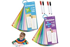 OURDORT Lernkarten Mathematik Für Multiplikation Und Division Mit Übungsblättern Rechenhilfen Mathe Übungskarten Zum Abwischen Mathe Karten Tragbare Mathe Denkspiele Einschulung Geschenk Für Kinder