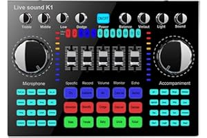 Modonghua Live Sound Card Multiple Effects Mixer Board USB Jack Powered Audio Mixer Bluetooth Voice Changer Live Studio Audio DJ Sound Mixing Console for Computer Recording Band