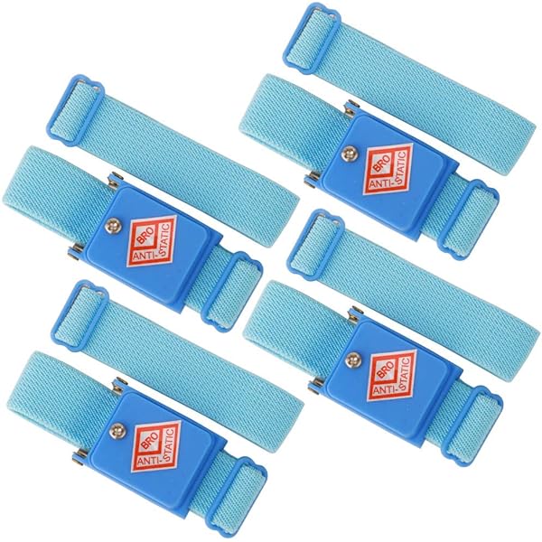 Sans Fil Antistatique, électrostatique ESD Décharge Statique Bracelet Bleu Blanc Fil Câble Bande Dragonne