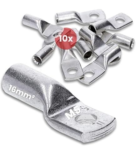 Quetschkabelschuh 16mm² Kalitec Quetschkabelschuhe 16 Mm² M5 – Unisoliert, 10 Stück, Dornpressung, Nach DIN 46234