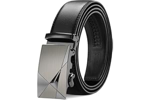 TANGCHAO Ceinture Hommes Réglable à Cliquet Boucle Automatique Ceinture en Cuir pour Homme 35mm de Large Noir 115-145cm