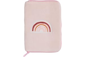 Nattou Couverture de Livre en Peluche avec Motif Arc-en-Ciel, Avec Fermeture Éclair, 24 x 17 cm, Pauline et Sasha, Rose