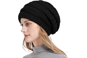 UILYNIU Bonnet en Tricot pour Femme, Bonnet Femme Hiver Chaud Bonnet Tricoté, Tricoté Chaud Protection des Oreilles Chapeau d'hiver, Beanie Caps, Casquette de Ski Chapeau d'hiver Ample (Noir)