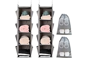 Resszo 2 Pièces Rangement Penderie Pliable, Organisateur Suspendu sur Porte avec 16 Poches latérales, Étagère de Rangement avec Compartiment