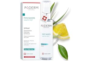 PODERM PIEDE D'ATLETA SPRAY 50ml - FUNGHI PIEDI - Elimina i funghi e il cattivo odore - Riduce la sudorazione - Sensazione di freschezza - Albero del tè, limone e menta - Cura professionale - Swiss Made