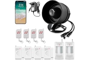 FUERS Allarme Casa Senza Fili 2.4GHz Wifi,115dB Forte Sirena con Telecomando e Sensori di Sicurezza Domestica per Porte e Finestre con Allarme dell'app, Antifurto casa Garage Capannone Negozio