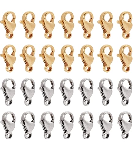 Lot De 5 Mousquetons Dorés - Acier Inoxydable Hypoallergénique - Dimensions 9 X 6mm - Neufs