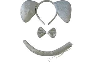 Lizzy ANIMAL EARS BOW TAIL SET Costume Accessory Fancy Dress Party Kids Adults Headband (Elephant Ear Set)