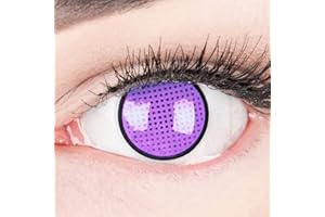 Kolorowe soczewki kontaktowe Meralens 1 para fioletowy czarny Crazy Fun 'Violet Screen R'. Najwyższa jakość na karnawał, ostatki, Halloween z pojemnikiem na soczewki kontaktowe bez mocy