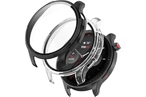 Hiseus Funda con Protector Compatible con Amazfit GTR 4, Carcasa de Pantalla de PC Anti-Polvo Resistente a Arañazos Cubierta Protección para GTR 4 (Negro + Transparente)
