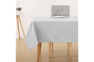 Deconovo Mantel Rectangular Impermeable de Poliéster Antimanchas para Hogar, Cocina y Salón, 130x220 CM, Gris Claro