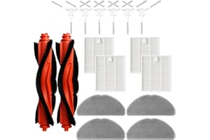JINDEHUI Kit de Accesorios Compatible con Xiaomi Robot Vacuum S20,1 Cepillo Principal, 6 Cepillos Laterales, 4 Filtros HEPA, 4 Paños de Mopa, 6 Bolsas para Polvo