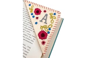 NOJGAC Corner Bookmark, Bookmarks for Women, Hand Embroidered Bookmarks, Felt Triangle Corner Page Marker Book Mark, Cute Flower Letter Embroidery Bookmarks for Men and Women Gift(Letter A)