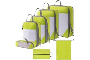 RUIOMII kompresyjne kostki do pakowania, akcesoria podróżne, niezbędne akcesoria podróżne, trwałe torby do pakowania, organizery do bagażu, torby do przechowywania ubrań, butów i kosmetyków (zestaw 7