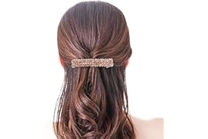 Yienate Fancy Crystal Hair Pin Barrette French Bridal Bling Rhinestone Hair Clips Ponytail Holder Side Clips Non-Slip Strong Solid Bobby Pin Sparkling Gold Crystal Hair Accessories for Women