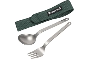 Snow Peak Set forchetta e cucchiaio, SCT-002, titanio giapponese, ultraleggero, compatto per campeggio, zaino in spalla, uso quotidiano, prodotto in Giappone, garanzia del prodotto a vita, argento, taglia unica