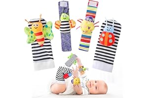 Anyfirst Foot Finders & Wrist Rattles Toys for Newborn Sensory Toys, Soft Animal Rattle Gifts for 0 1 2 3 Months Babies Boys Girls, Butterfly