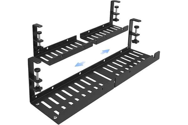 Gadget Wagon Cable Management Tray Organizer Under Desk Slim for Office and Home No Drill Metal, Black 07