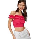 Crop Bluz V Yaka Pencere Detaylı V Yaka
