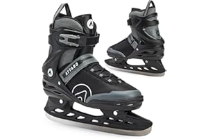 ATTABO Łyżwy rekreacyjne, męskie, czarne, rozmiar 41-45 UE, dla początkujących, klamra i zapięcie na rzepy, mocne trzymanie kostki, trwałe płozy ze stali nierdzewnej, eleganckie i klasyczne