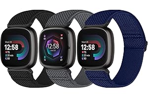 Bcuckood Kompatibel mit Fitbit Versa 4/Sense 2/Fitbit Versa 3/Sense Armband Damen Herren, Elastisches Nylon Verstellbar Dehnbar Solo Loop Armband für Fitbit Versa 4/Versa 3/Sense 2/Sense